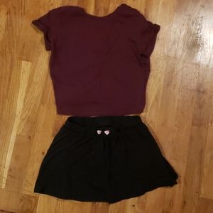 Girls black skirt and shirt